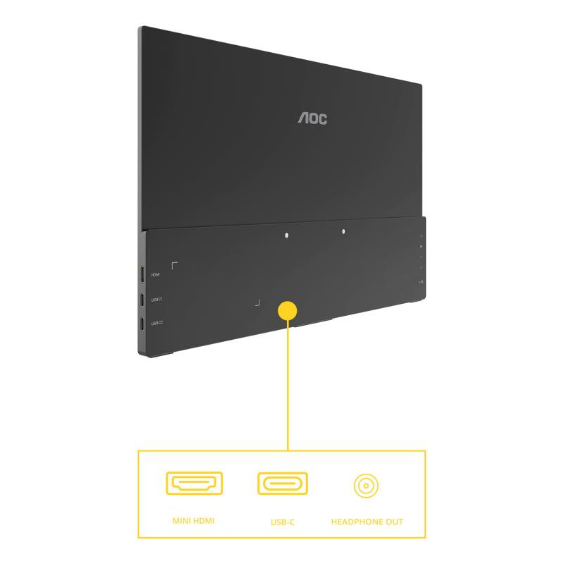 AOC 16T20E2 téléviseur et moniteur portables Moniteur portable Noir 39,6 cm (15.6") LED 1920 x 1080 pixels – Image 3