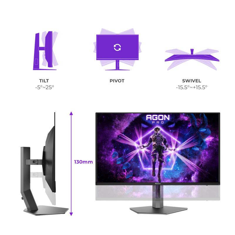AOC AGON PRO AG326UZD2 écran plat de PC 80 cm (31.5") 3840 x 2160 pixels 4K Ultra HD OLED Noir – Image 3