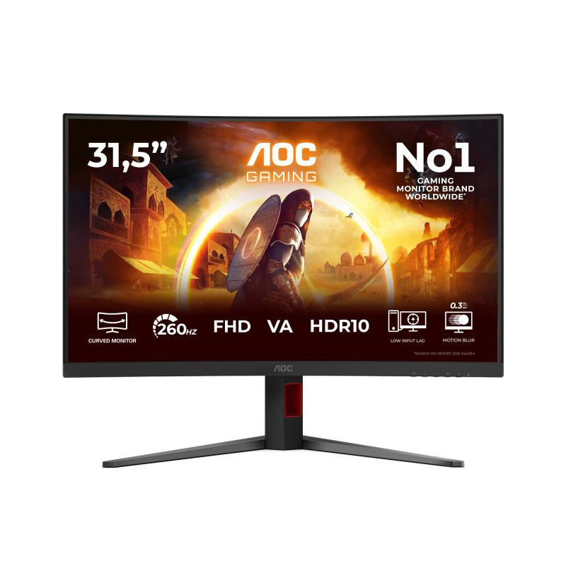 AOC G4 C32G4Z écran plat de PC 80 cm (31.5") 1920 x 1080 pixels Full HD LCD Noir, Rouge