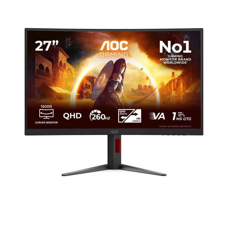 AOC G4 CQ27G4Z2AD écran plat de PC 68,6 cm (27") 2560 x 1440 pixels Quad HD LED Noir, Rouge
