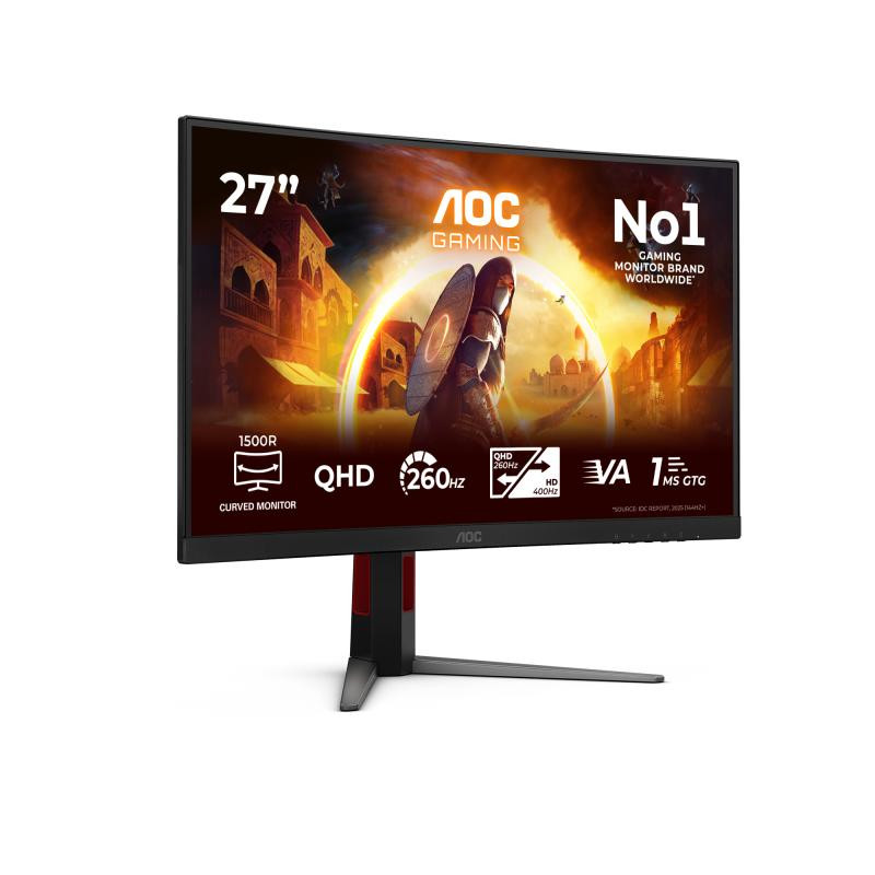 AOC G4 CQ27G4Z2AD écran plat de PC 68,6 cm (27") 2560 x 1440 pixels Quad HD LED Noir, Rouge – Image 2