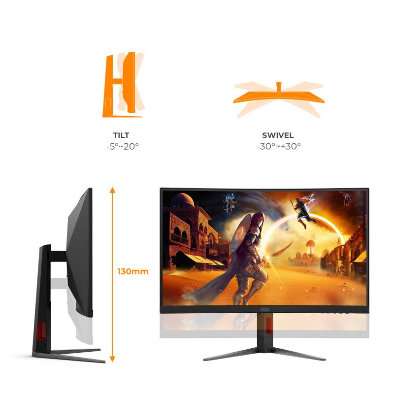 AOC G4 CQ27G4Z2AD écran plat de PC 68,6 cm (27") 2560 x 1440 pixels Quad HD LED Noir, Rouge – Image 3