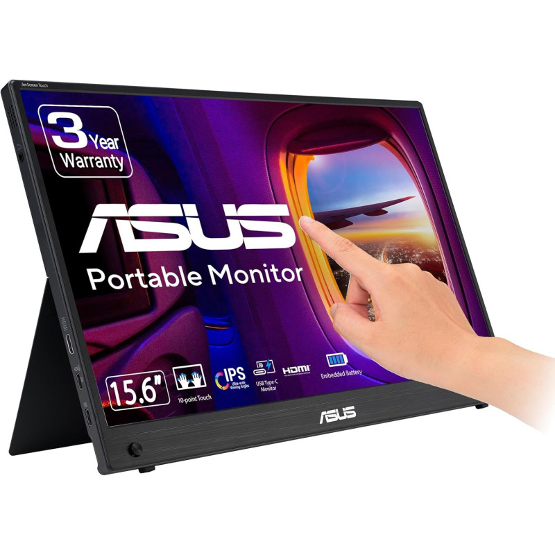 ASUS ZenScreen MB16AMTR écran plat de PC 39,6 cm (15.6") 1920 x 1080 pixels Full HD LCD Écran tactile Noir