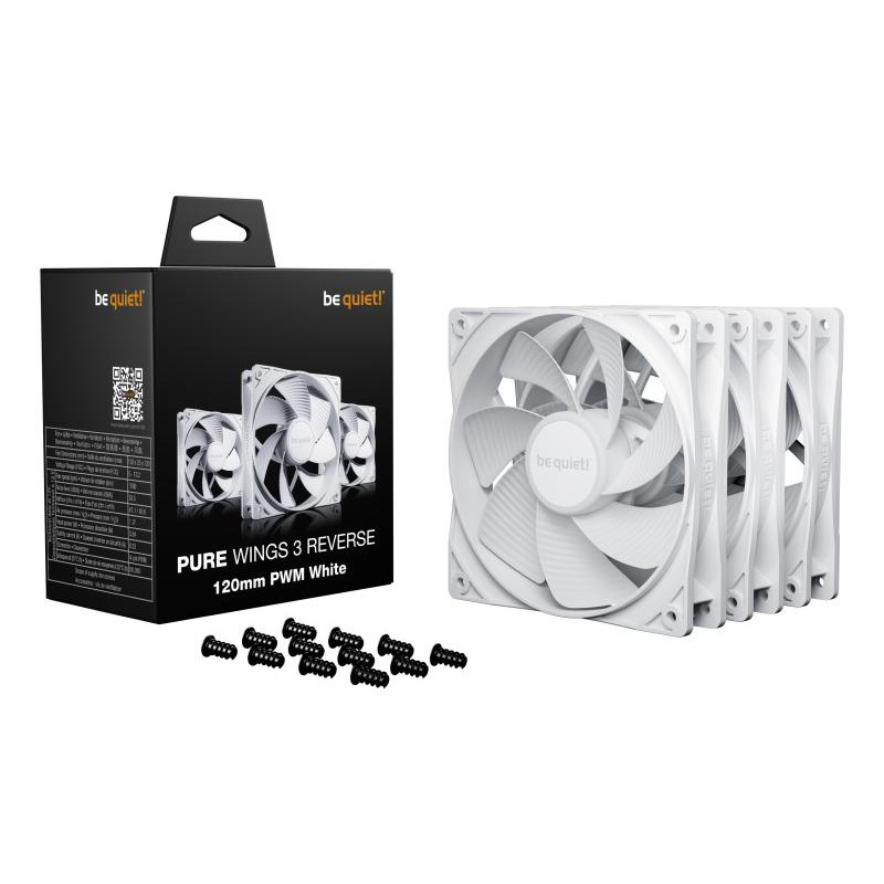 BE QUIET! be quiet! Light Wings 120 mm PWM Reverse White | Ventilateur PC reverse noir | Pack de 3 – Image 3