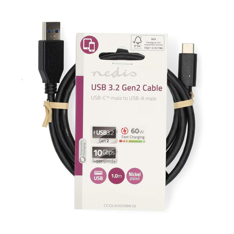 NEDIS CABLE USB 3.2 GEN 2 A-Male C-Male 1m – Image 3