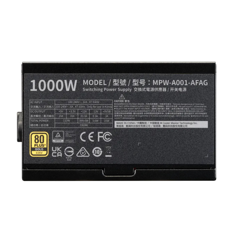 COOLER MASTER COOLER MASTER ELITE Gold 1000 FM - ATX 3.1 - 80+ GOLD – Image 4