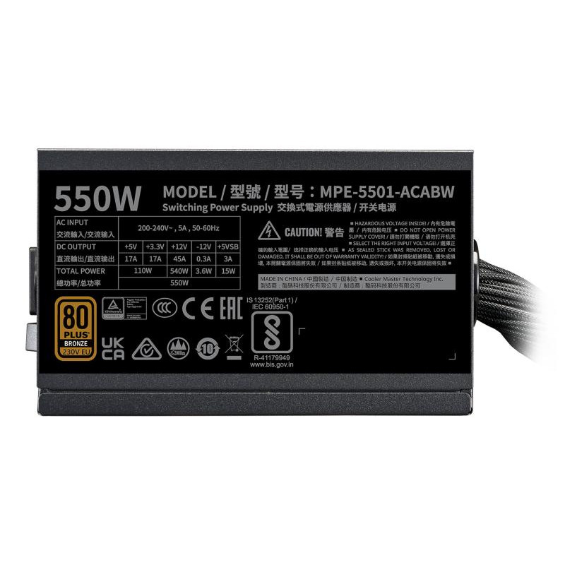 COOLER MASTER COOLER MASTER MWE 550W V3 ATX 3.1 - 80+ BRONZE - 550 WATTS – Image 4
