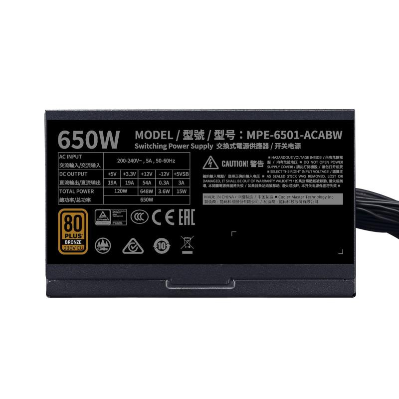 COOLER MASTER COOLER MASTER MWE 650W V2 ATX 3.1 - 80+ BRONZE - 650 WATTS o – Image 3