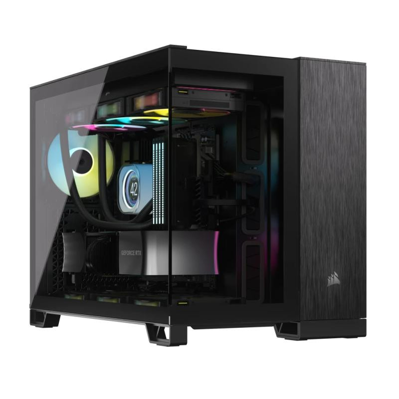 CORSAIR 2500X mATX PC Case, Black/Obsidian Aluminum – Image 2