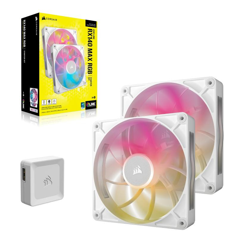 CORSAIR iCUE LINK RX140 MAX RGB Boitier PC Ventilateur 14 cm Blanc 2 pièce(s) – Image 4