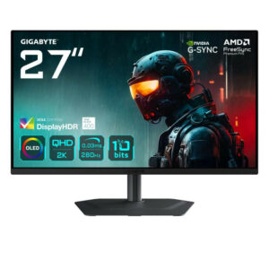 GIGABYTE MO27Q2A Moniteur de jeu OLED 2K QHD 27" - 2560 x 1440, 280Hz, 0,03ms, 250 cd/m², FreeSync Premium Pro, DisplayHDR True Black 400, HDMI 2.1, DisplayPort 1.4