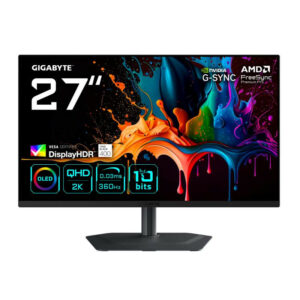 GIGABYTE MO27Q3 Moniteur Gaming OLED 27? QHD - 2560 x 1440, 360Hz, 0.03ms, 250 cd/m², G-Sync Compatible, FreeSync Premium Pro, Display HDR True Black 400, HDMI 2.1, DisplayPort 1.4