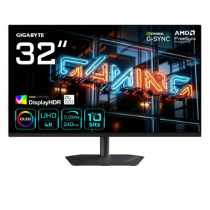 GIGABYTE MO32U24 Moniteur Gaming OLED 32? 4K UHD - 3840 x 2160, 240Hz, 0.03ms, 300 cd/m², G-Sync Compatible, FreeSync Premium Pro, Display HDR True Black 500, HDMI 2.1, DisplayPort 1.4