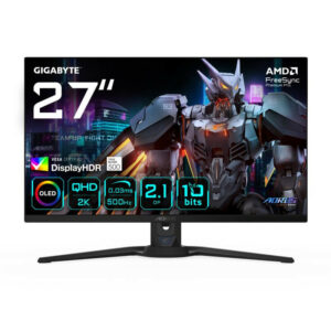 GIGABYTE AORUS FO27Q5P Moniteur de jeu OLED QHD ? 2560 x 1440, 500 Hz, 0,03 ms, KVM, 300 cd/m², FreeSync Premium Pro, DisplayHDR True Black 500, DisplayPort 2.1