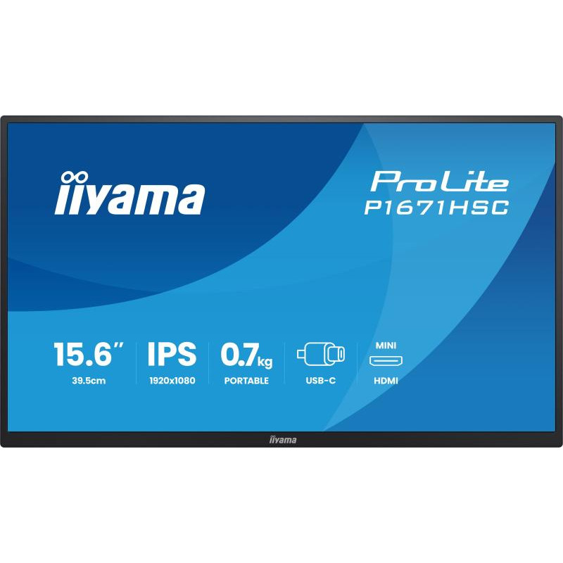 IIYAMA ProLite P1671HSC-B1 écran plat de PC 39,6 cm (15.6") 1920 x 1080 pixels Full HD LED Noir – Image 2