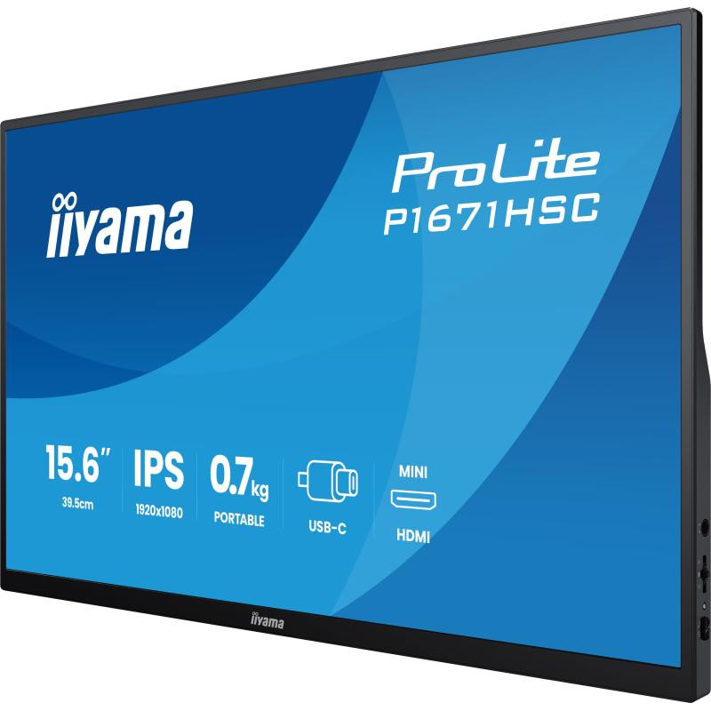 IIYAMA ProLite P1671HSC-B1 écran plat de PC 39,6 cm (15.6") 1920 x 1080 pixels Full HD LED Noir – Image 5