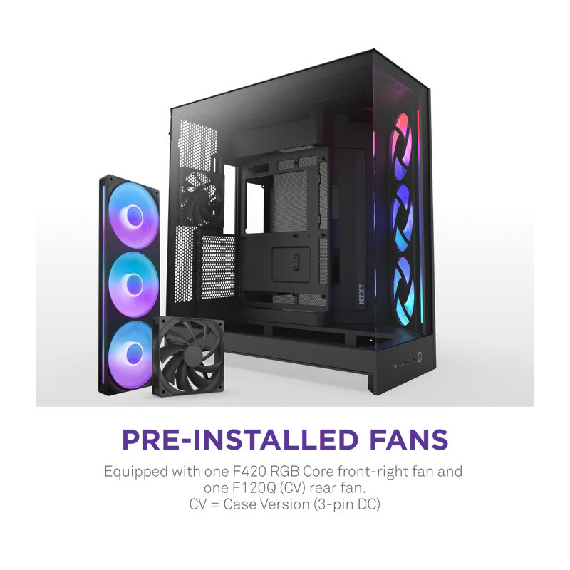 NZXT H9 Flow RGB (CM-H92FB-R1) Dual-Chamber Mid-Tower Case w/ RGB Fans - – Image 3
