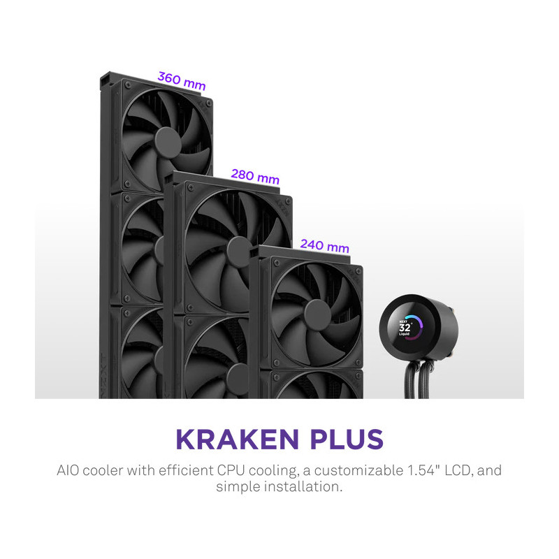 NZXT Kraken Plus 240 Processeur Refroidisseur de liquide tout-en-un 12 cm Noir – Image 2