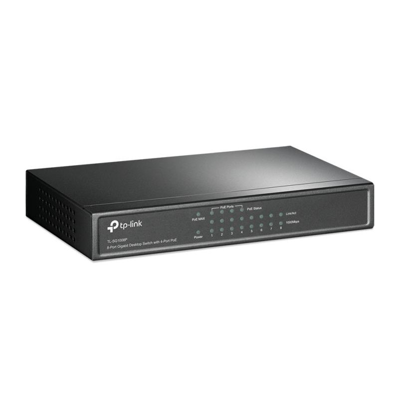 TP-LINK TL-SG1008P Géré Gigabit Ethernet (10/100/1000) Connexion Ethernet, supportant l'alimentation via ce port (PoE) Gris