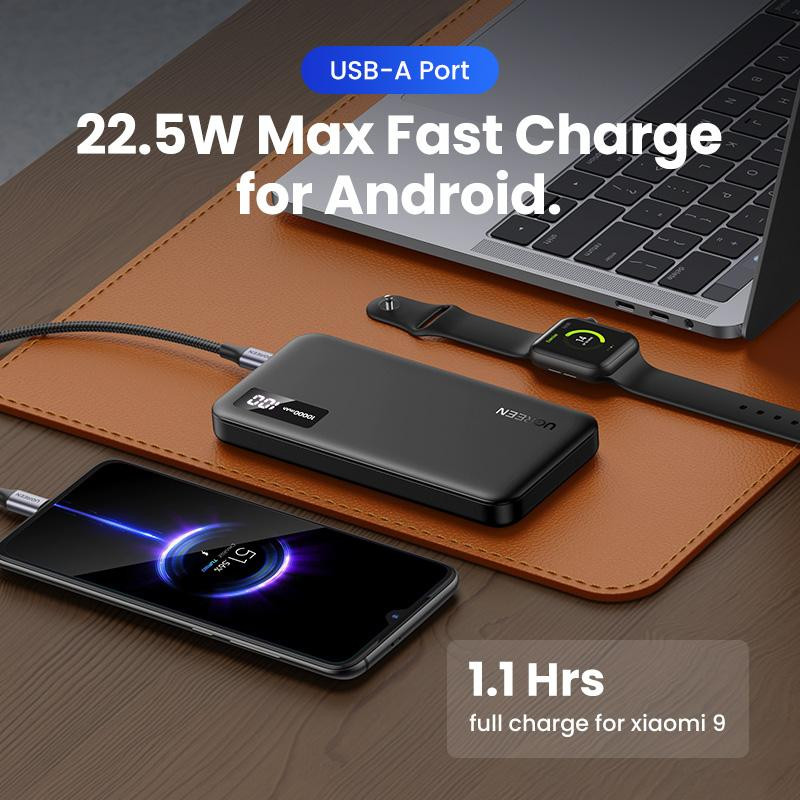 UGREEN Batterie Ext 10000mAh + 2 Ports Gris *25742 – Image 3