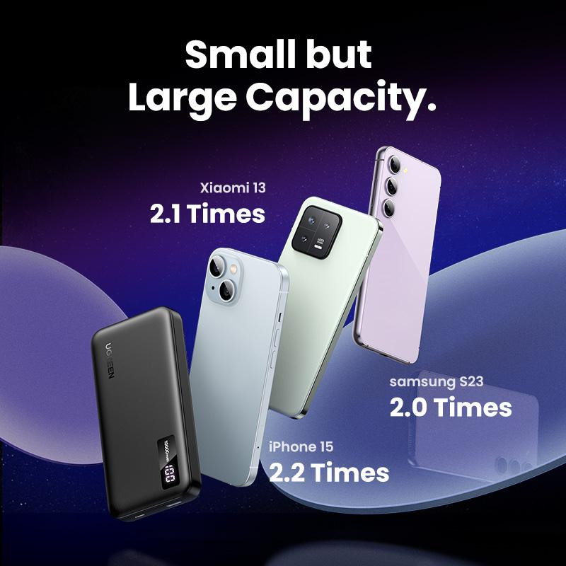 UGREEN Batterie Ext 10000mAh + 2 Ports Gris *25742 – Image 4