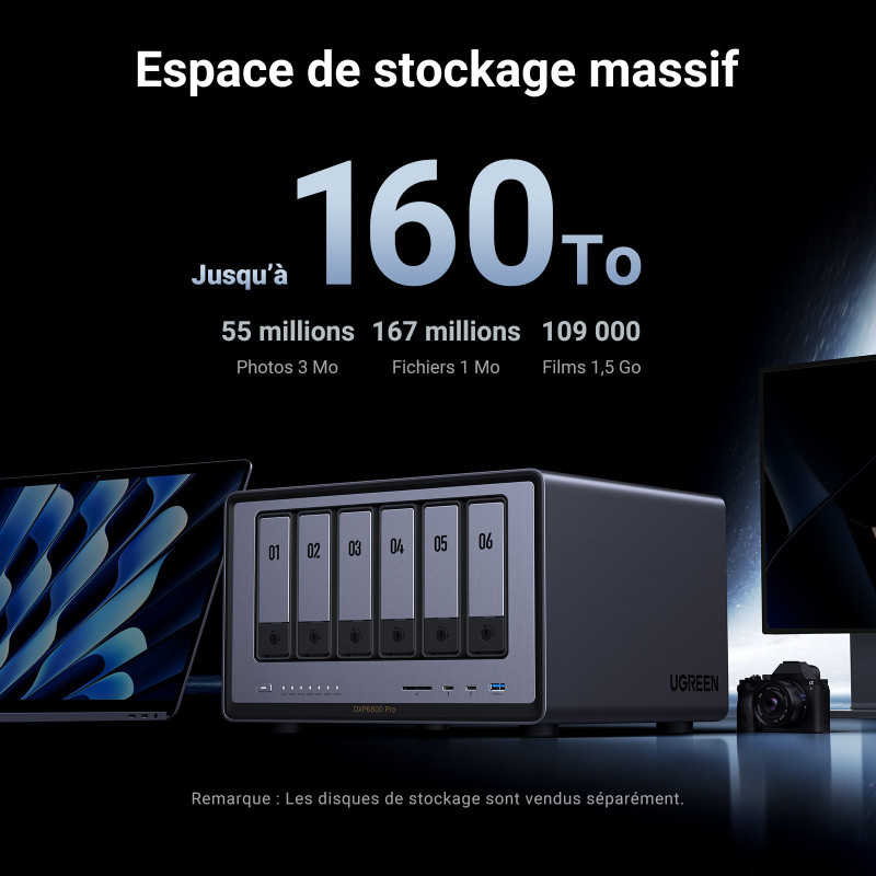 UGREEN DXP6800 Pro NAS Bureau Intel® Core i5 8 Go DDR5 Gris, Noir – Image 6