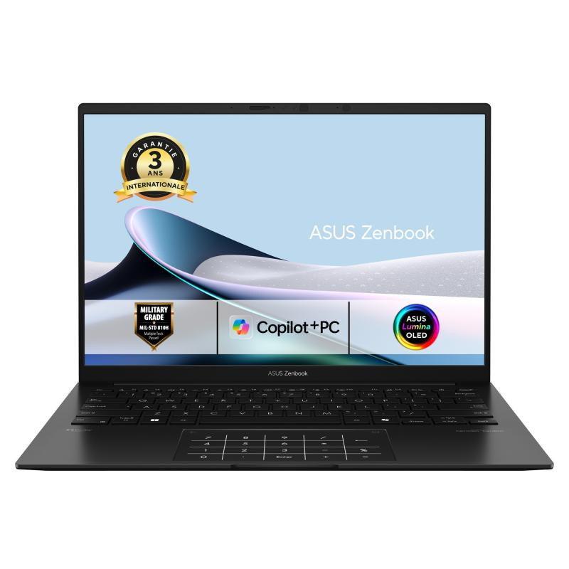 ASUS ASUS Zenbook 14 UM3406GA- -DISQD5X Copilot+ PC AMD Ryzen AI 7 445 Ordinateur portable 35,6 cm (14") WUXGA 32 Go LPDDR5x-SDRAM 1 To SSD Wi-Fi 6E (802.11ax) Windows 11 Pro Noir
