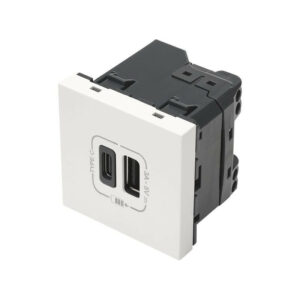 SOMMER CABLE Sommer cable FICHE MODULE USB C et USB 45x45 mm, plastique, blanc